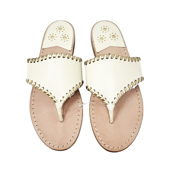 NWOT JACK ROGERS cream and gold sandal flip flop - Picture 1 of 7